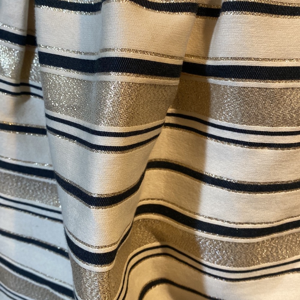 NWT! J. Crew Metallic Gold Stripe Fit Flare DRESS Sleeveless 00 NEW - Picture 6 of 12